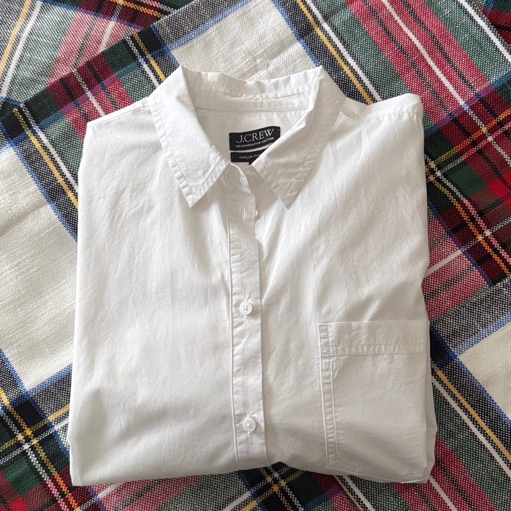 J. Crew White Button-Down Shirt with Chest Pocket